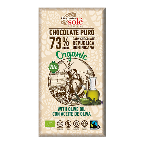 Bio fair trade horká čokoláda s olivovým olejom 100g Chocolates Solé