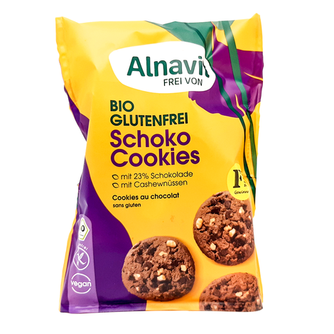 Čokoládové cookies bezlepkové bio 125g Alnavit