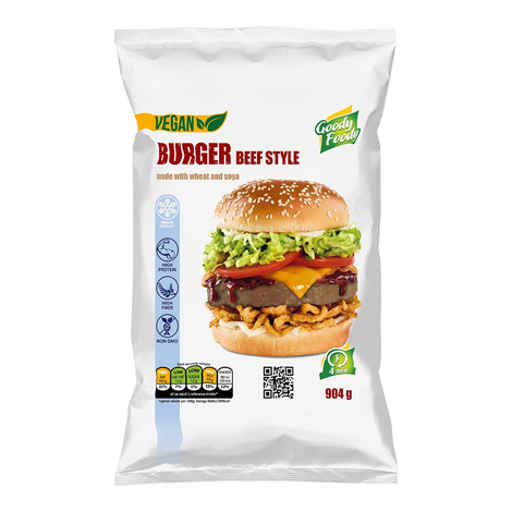 JARNÝ VÝPREDAJ - Vegánsky Burger beef style mrazený 904g Goody Foody