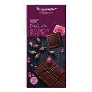 Horká čokoláda 70% s olejom z bulharských ruží bio 70g Benjamissimo