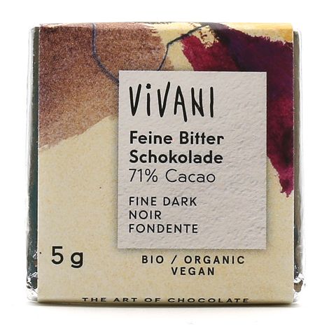 Horká mini čokoláda 71% bio 5g Vivani