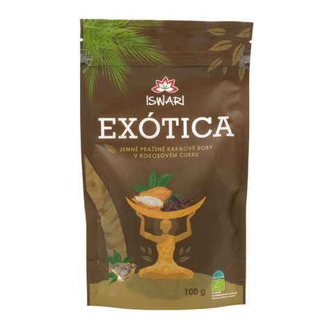 Kakaové bôby v kokosovom cukre Exótica bio 100g Iswari