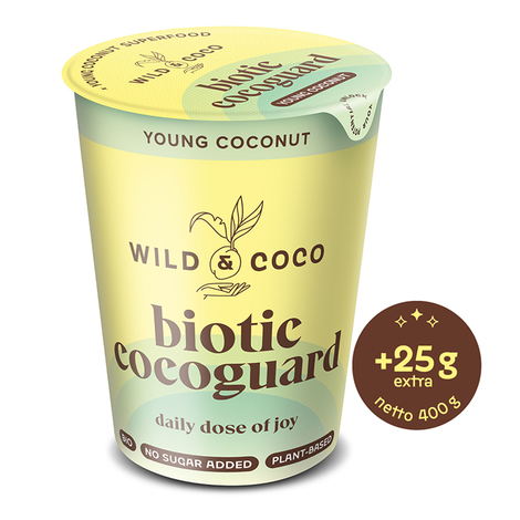 Kokosová alternatíva jogurtu Biotic Cocoguard Young Coconut bio 400g Wild&Coco