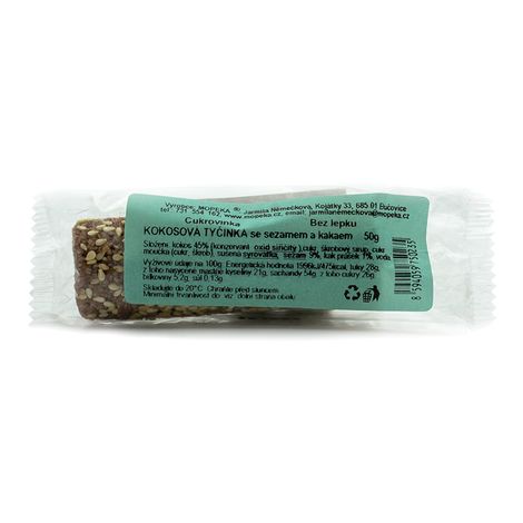 VYRADENE Kokosová tyčinka so sezamom a kakaom 50g Mopeka