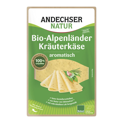 Plátkový syr s bylinkami bio 150g Andechser natur