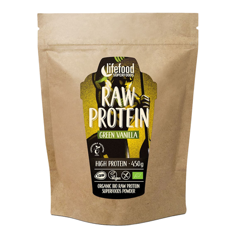 Proteínový prášok vanilkový Green Vanilla raw bio 450g Lifefood