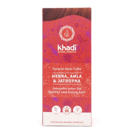 Rastlinná farba vlasy Henna, amla, jatropha 100g Khadi