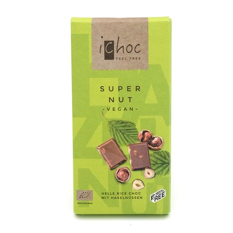 DOPREDAJ Ryžová čokoláda s orieškami svetlá Super Nut vegan bio 80g iChoc