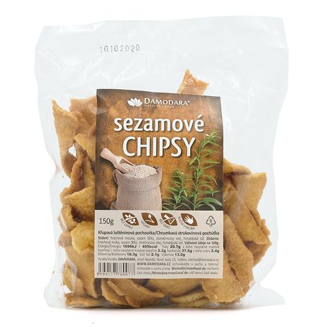 DOČASNE NEDOSTUPNE Sezamové chipsy 100g Damodara