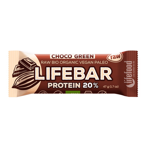 Tyčinka Lifebar proteín čokoládová so spirulinou bio 47g Lifefood
