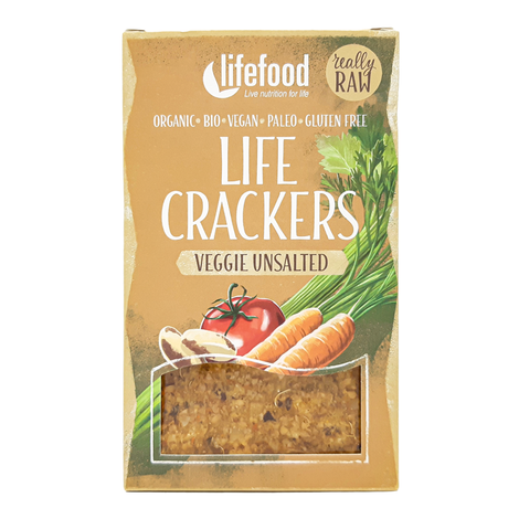 VYRADENE Krekry Life Crackers zeleninové bez soli raw bio 90g Lifefood